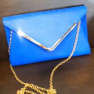 Royal blue zippered clutch bag